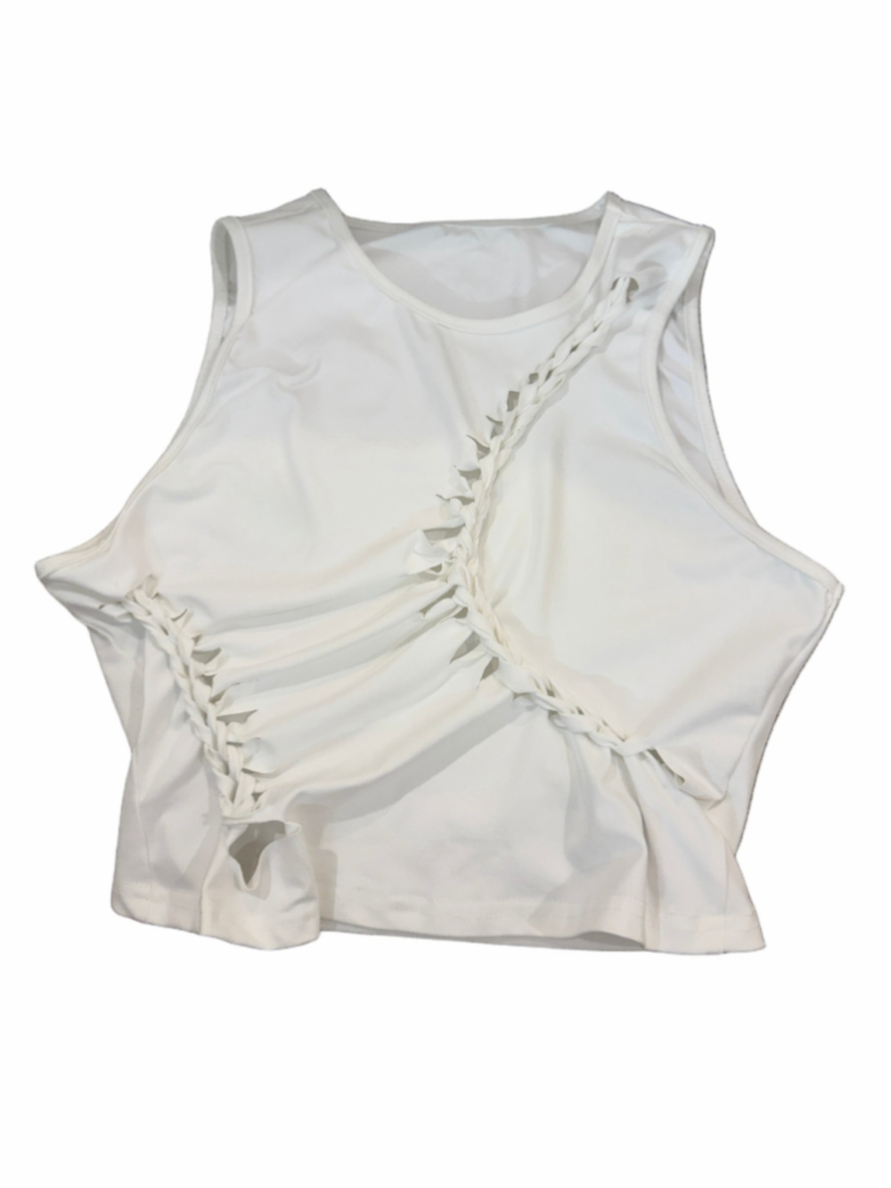 White Braided Cutout Tank Top Size